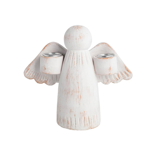 Mud Pie Candle Holder, 5 1/2" x 6 1/4", White