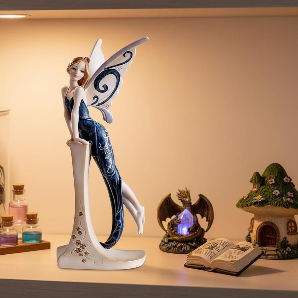 Comfy Hour The Standing Fairy Figurine Black Dress 7" Figurine, Fairyland Collection, Stone Resin