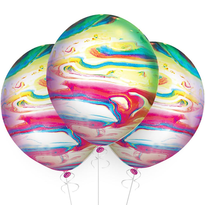 Unique Industries Marble Light Up Balloons - 3 Pcs