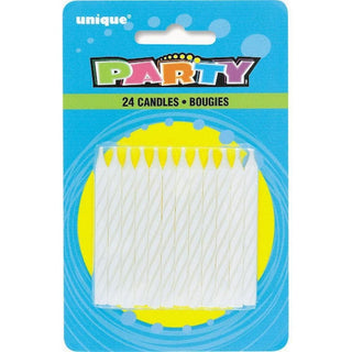Unique Industries Striped White Birthday Candles, 24ct