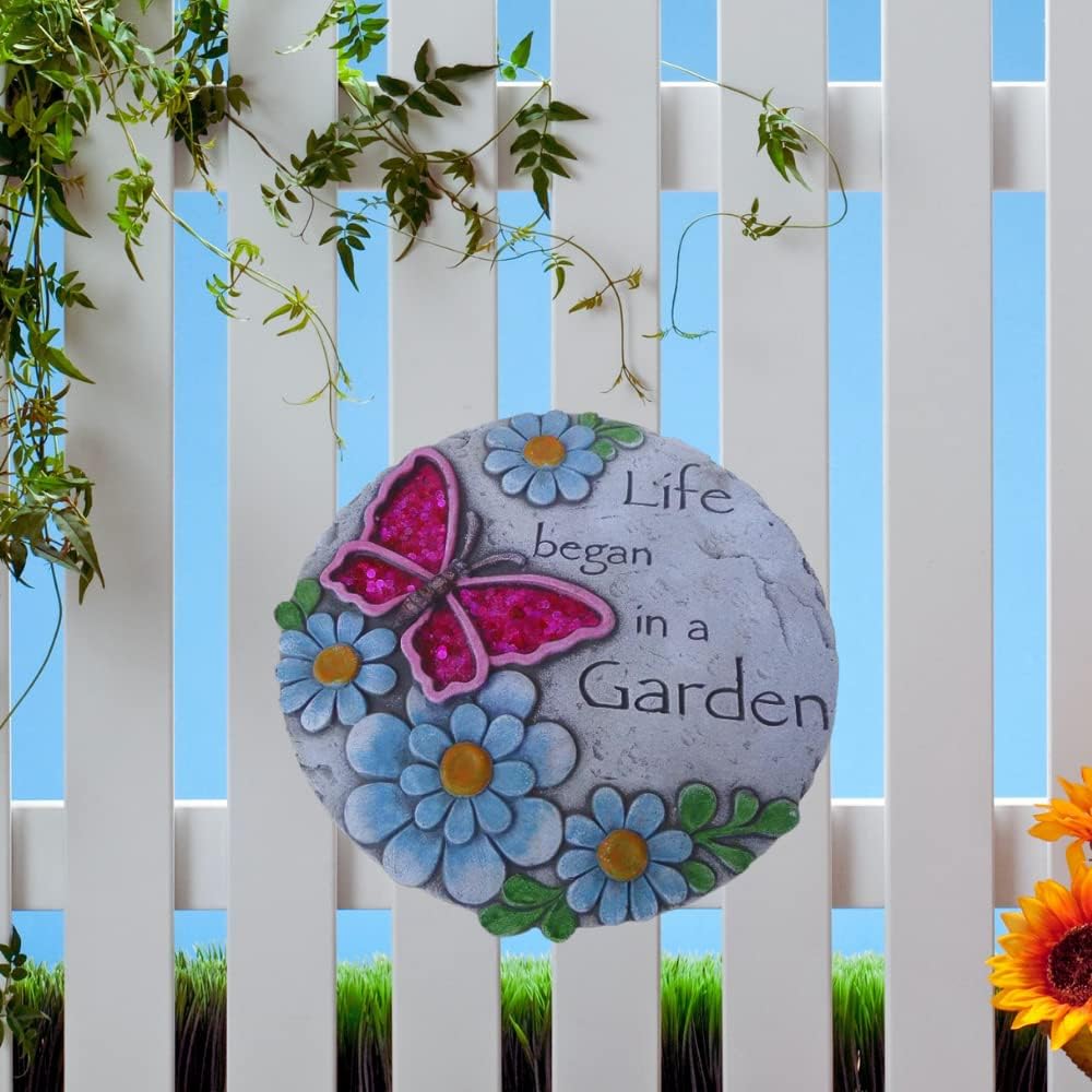 Comfy Hour Butterfly Flower Garden Stepping Stone, 10 Inches