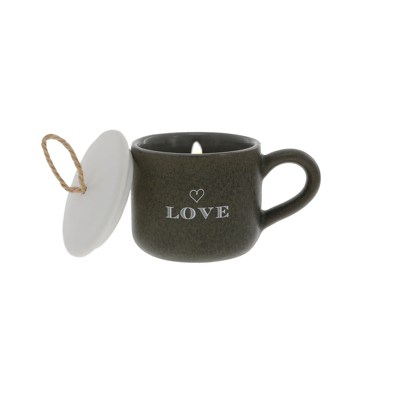 Pavilion - Love - 2 oz Mini Candle in 2.5 Oz Espresso Shot Glass Mug with Lid Marriage Wedding Engagement Anniversary Valentine&