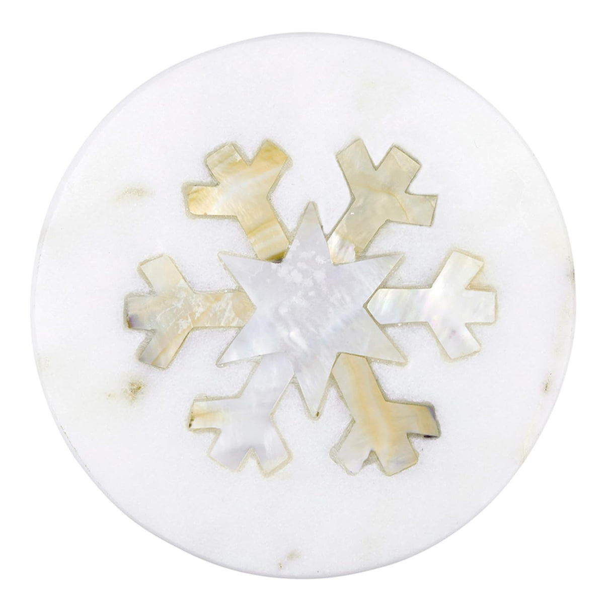 Santa Barbara Design Studio Drink Coaster, 4 inches, Mother of Pearl Snowflake