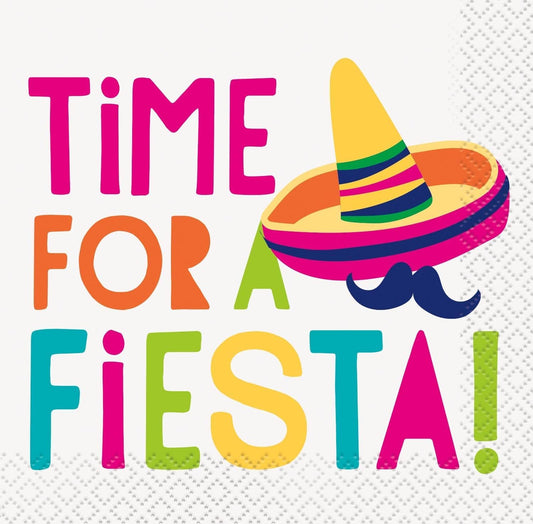 Unique Industries 73461 Time for a Fiesta Beverage Napkins, 16 Count