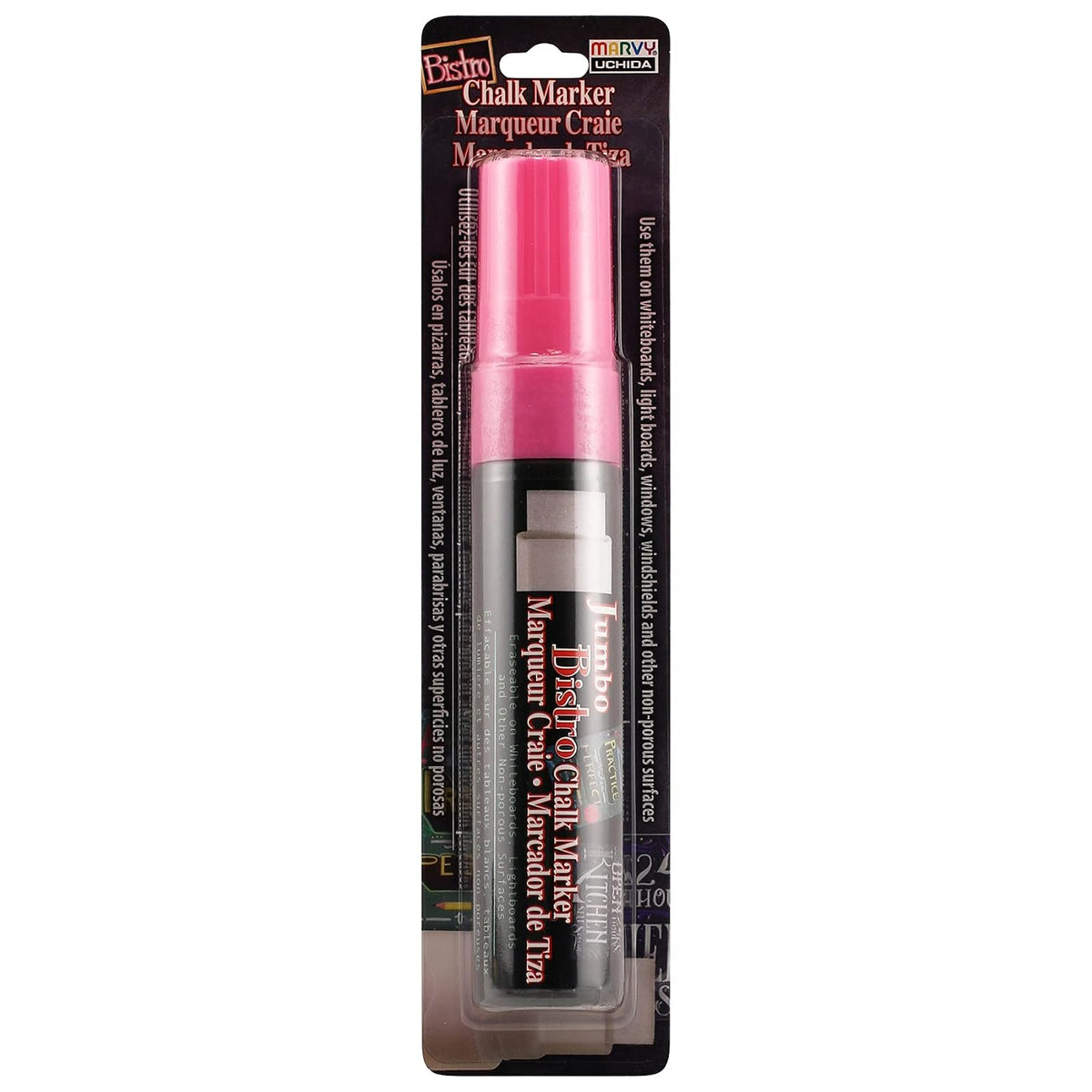 Uchida 481-C-F9 Marvy Jumbo Broad Point Tip Bistro Chalk Marker, Fluorescent Pink