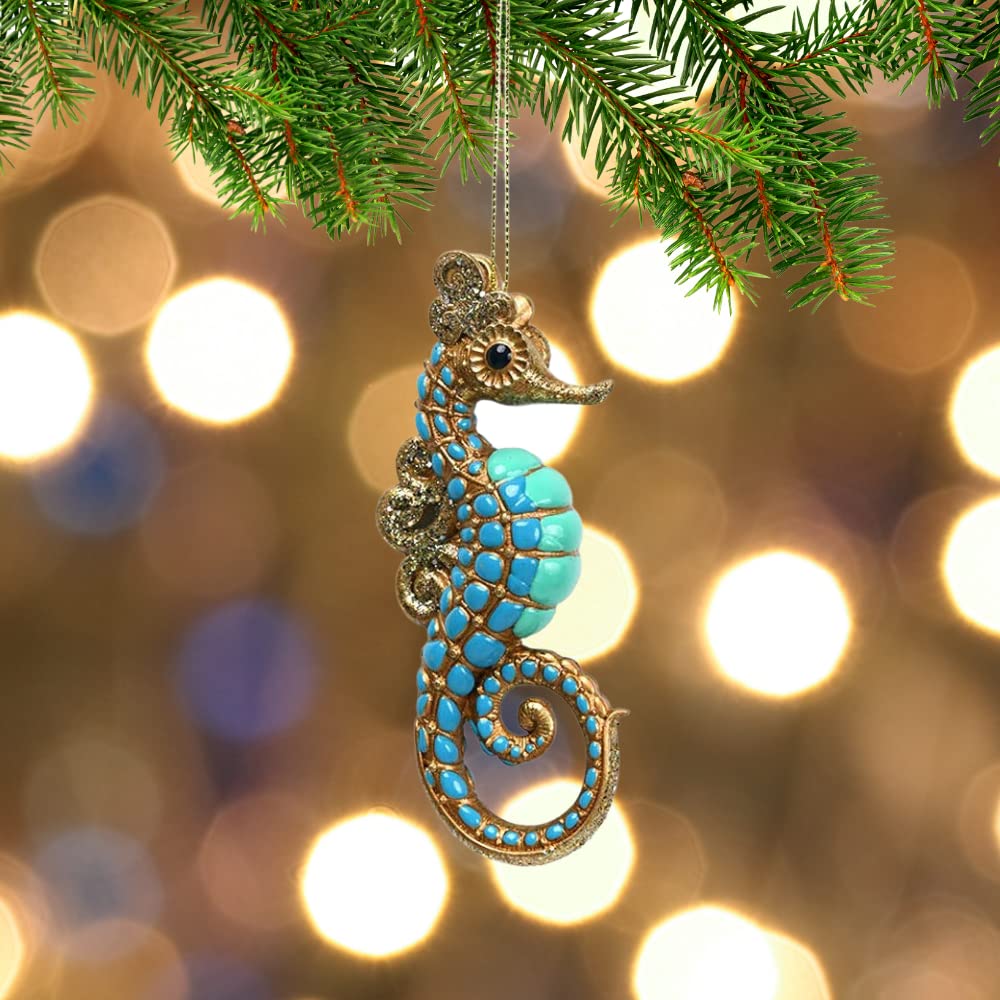 Comfy Hour Winter Holiday Home Collection Resin Ocean Wild Animal Seahorse Christmas Tree Ornaments