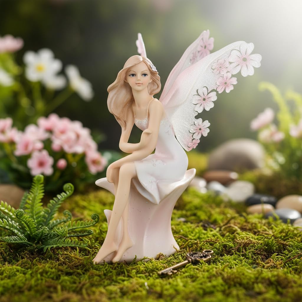 Comfy Hour 7.4 Inch Fairy Statue, Sitting Spring Fairy Figurine