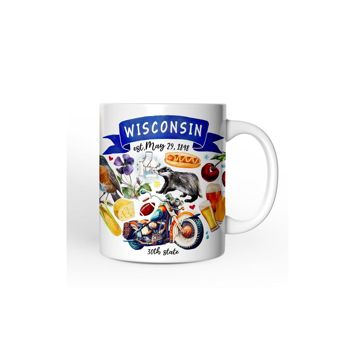 OrnamentallyYou Drinking Cup, 12 Ounces, Artistic Wisconsin State Themes and Lan