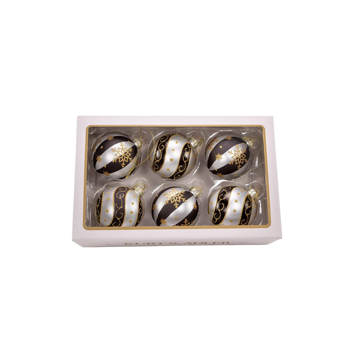 Kurt S. Adler Hanging Ornament, 80 MM, Black and White