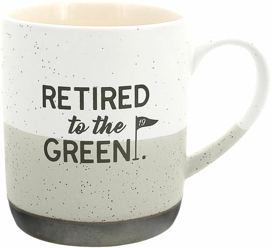 Pavilion Gift Company 15-ounce Mug - Retired To The Green Speckled Stoneware Coffee Cup Mug, Beige