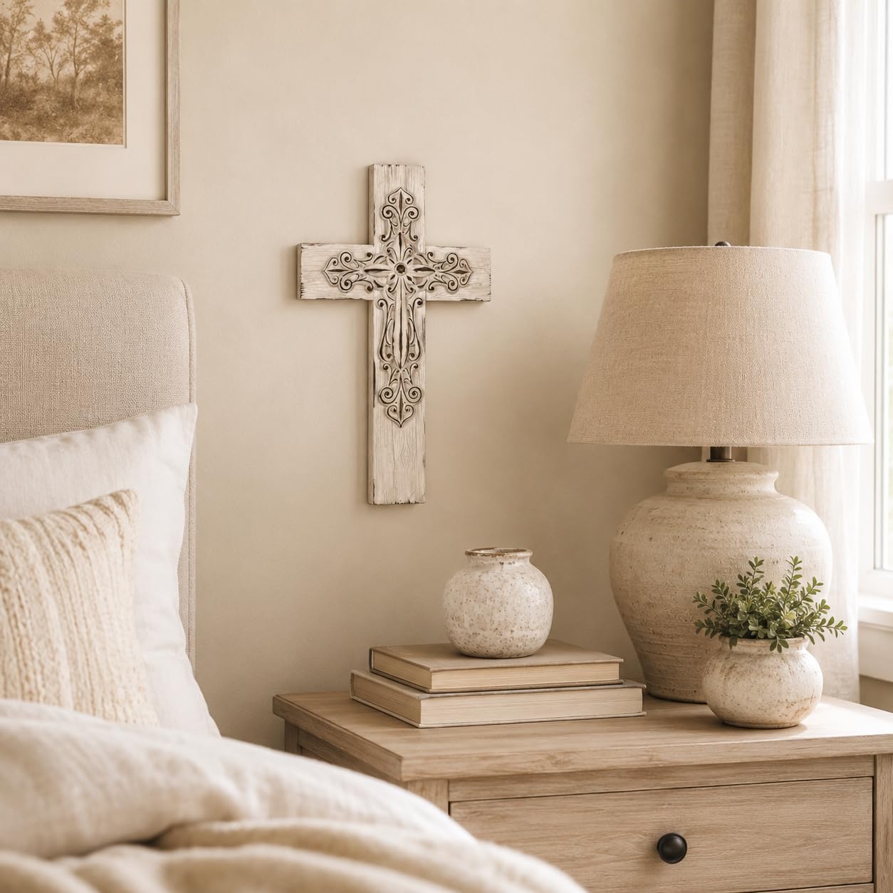 Comfy Hour 13 Inch Cross for Wall, White Wall Cross Decor