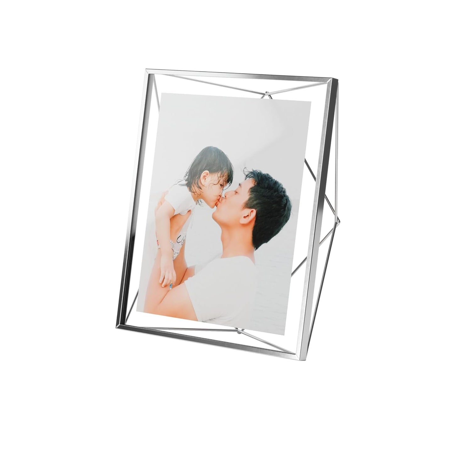 Umbra Prisma Picture Frame, 8x10 Photo Display for Desk or Wall, Chrome