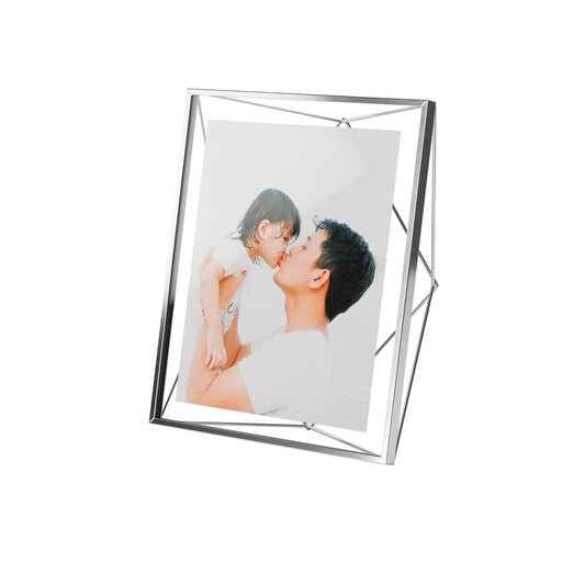 Umbra Prisma Picture Frame, 8x10 Photo Display for Desk or Wall, Chrome