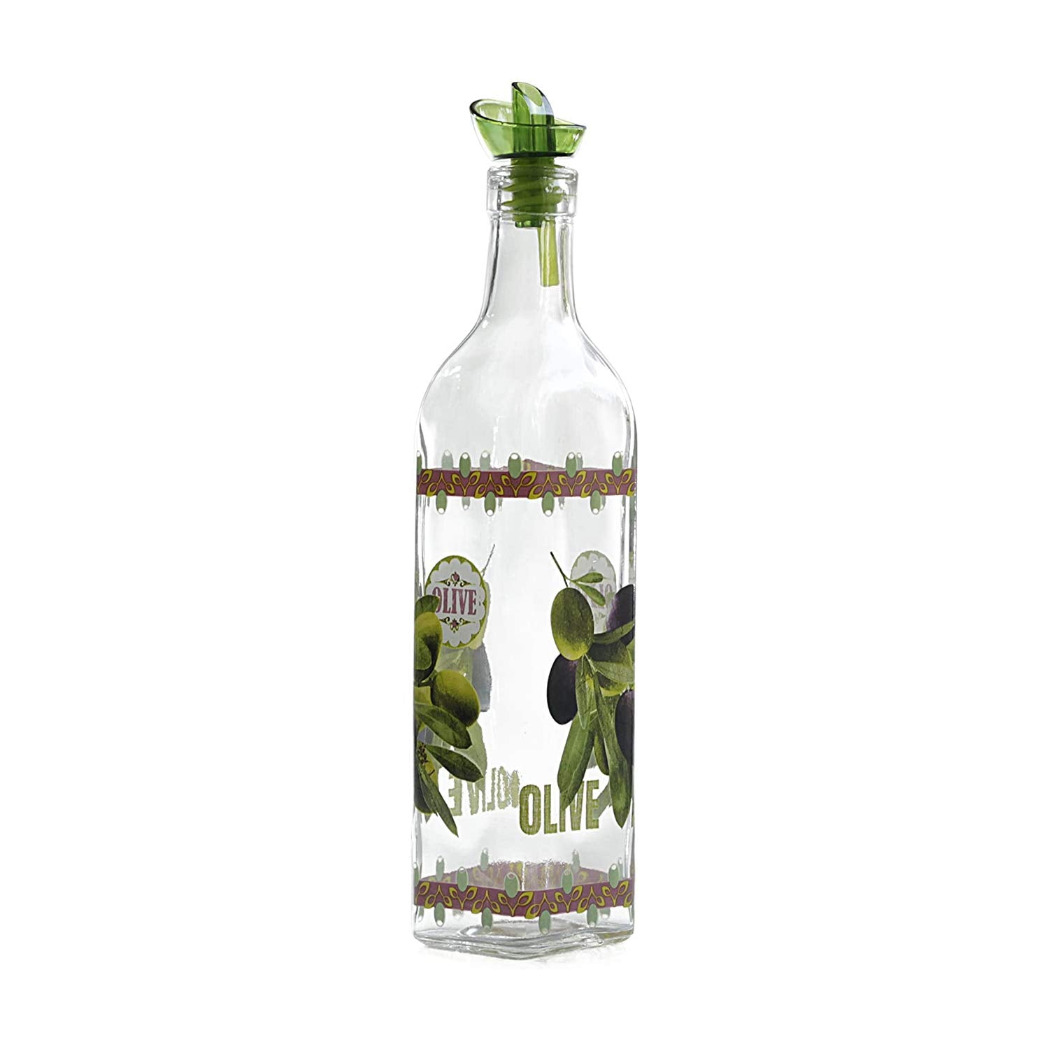 Grant Howard Olive Oil & Vinegar Glass Cruet with Ergo Pourer, 16 oz, Multicolored