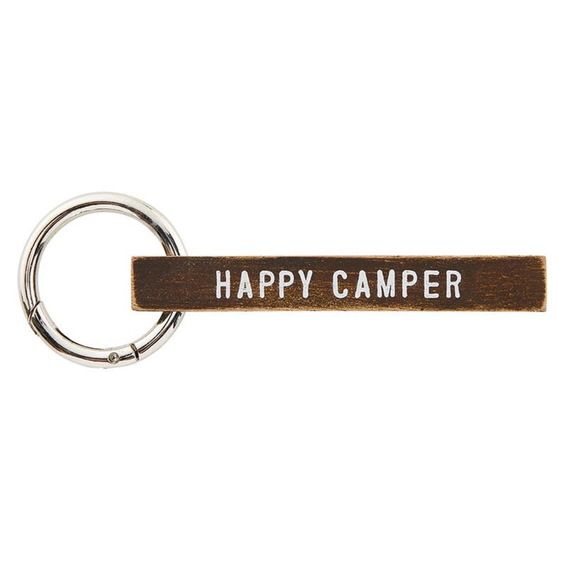 Santa Barbara Design Studio Keyring Wood Tag Face To Face Keychain, 3.75" Long, Happy Camper