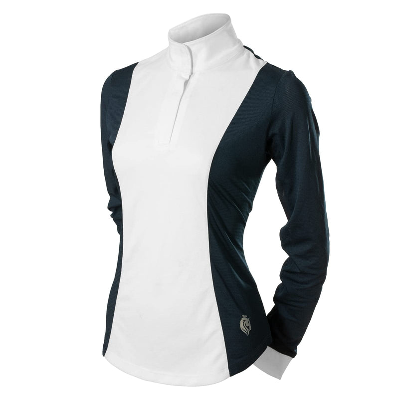 Equinavia Martha Womens Equestrian Long Sleeved Show Shirt - Navy/White - XL