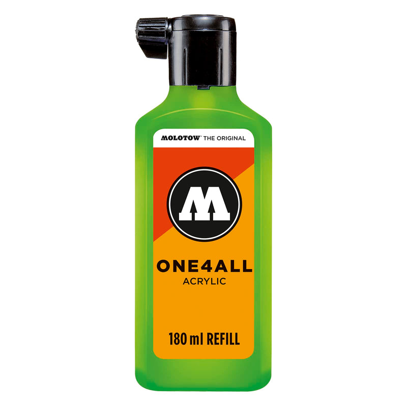 MOLOTOW ONE4ALL Acrylic Paint Refill ONE4ALL Paint Marker, Neon Green Fluorescent, 180ml Bottle, 1 Each (692.219)