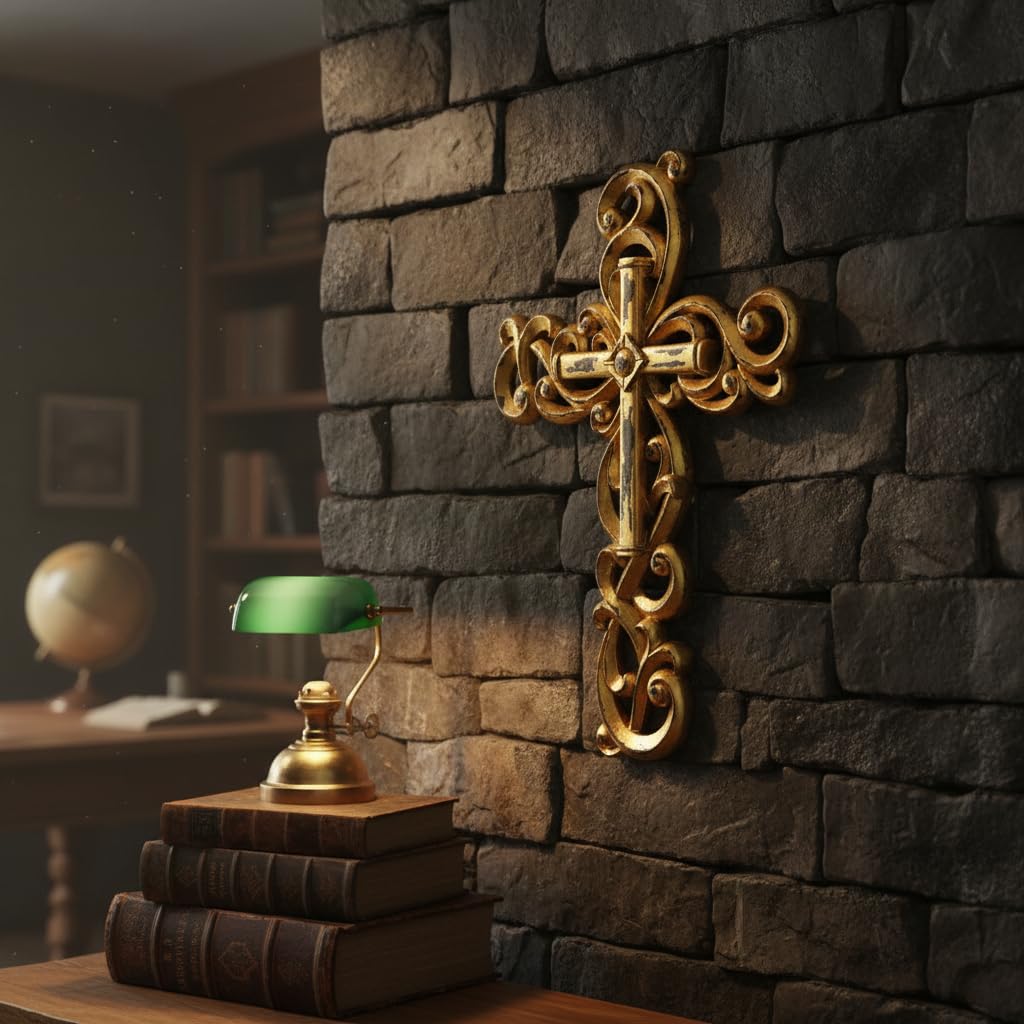 Comfy Hour 12 Inch Gold Cross for Wall, Ornate Religious Decor, 1 Piece