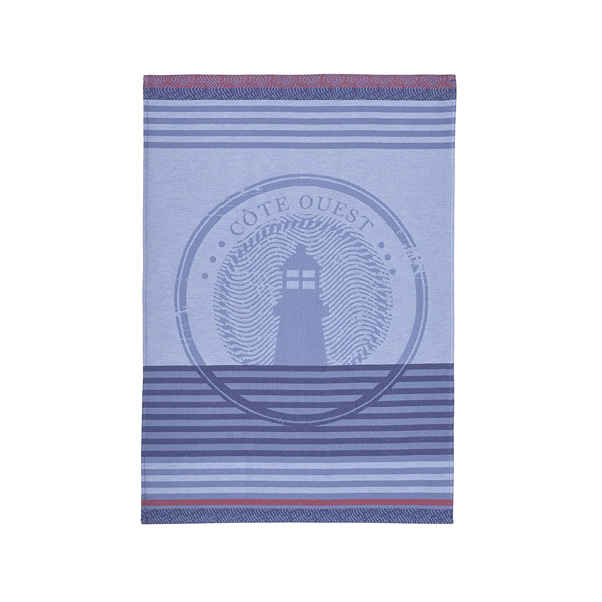 Coucke French Cotton Jacquard Towel, Lighthouse, 20-Inches by 30-Inches, Blue, 100% Cotton