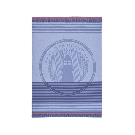 Coucke French Cotton Jacquard Towel, Lighthouse, 20-Inches by 30-Inches, Blue, 100% Cotton