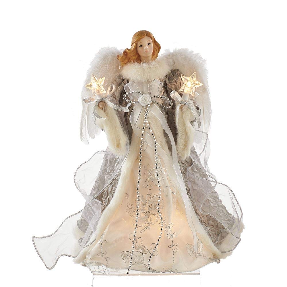Kurt Adler Kurt S. Adler UL 10-Light 14-Inch Silver and Gray Angel Treetop,