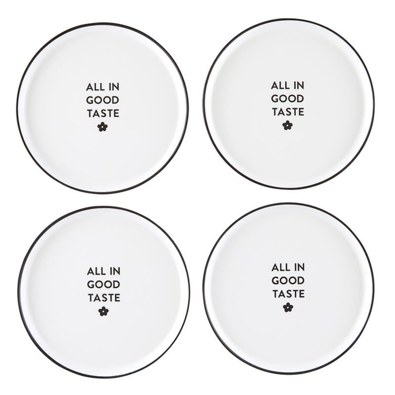 Santa Barbara Design Studio Small Plate Set Melamine Appetizer Plates, Set of 4, All in Good Taste