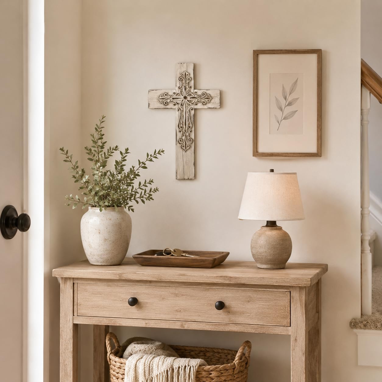 Comfy Hour 13 Inch Cross for Wall, White Wall Cross Decor