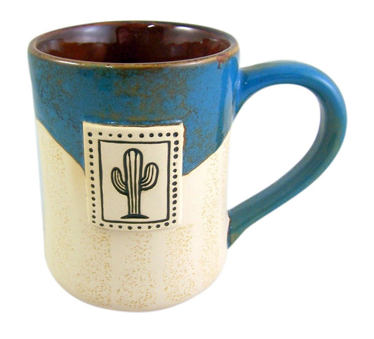 Cape Shore Beach Days Saguaro Cactus Tall Ceramic Pottery Style Coffee Mug, 16 oz