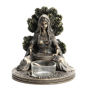 Unicorn Studio Veronese Design 4 7/8" Tall Celtic Goddess Danu Tealight Candle Holder Cold Cast Bronzed Resin Sculpture Wiccan Home Decor Figurine Collectibles