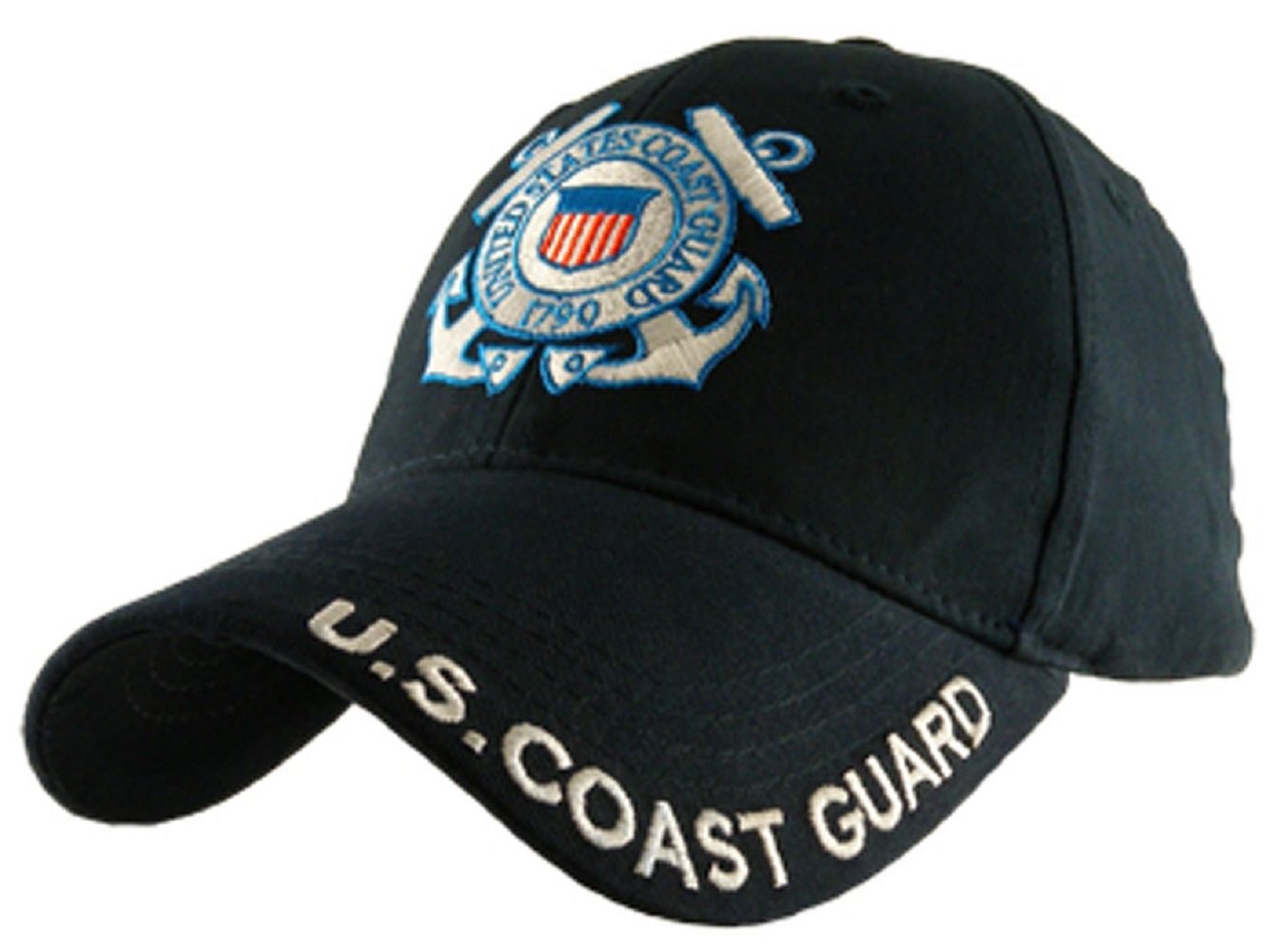 Eagle Crest U.S. Coast Guard Logo with Text Cap,Navy Blue,One Size Fits Most