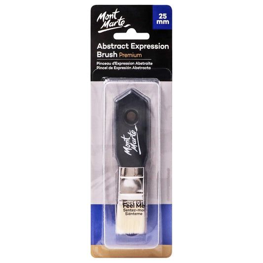 Mont Marte MPB0101 Paint Brush, Width 1.0 inches (25 mm), for Dynamic Strokes, Easy to Hold Handle, [Abstract Expression Brush Premium 1.0 inches (25 mm), Short Brush