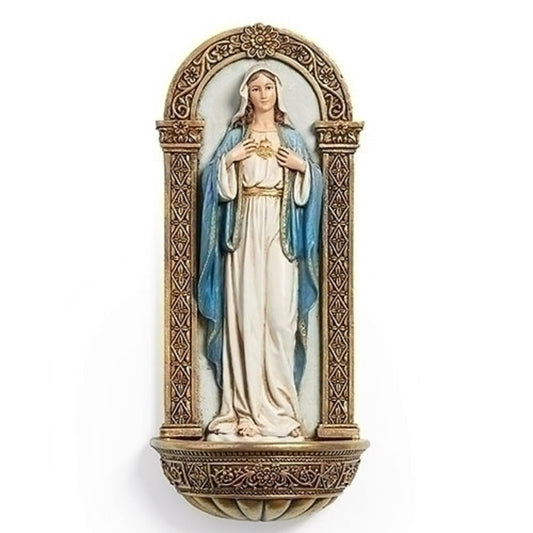 Roman Immaculate Heart Holywater Figurine, 7-inch Height, Resin, Stone Powder and Paint, Font Renaissance Collection, Home, Home Décor