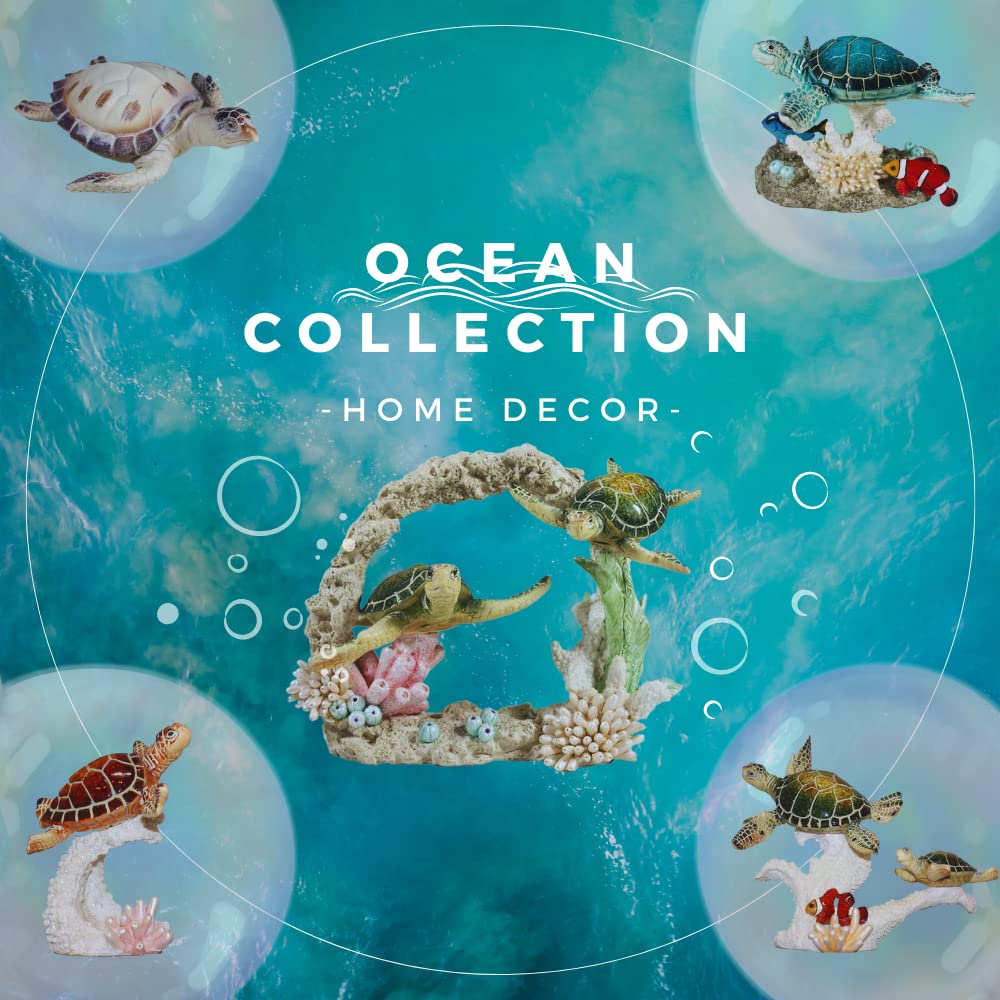 Comfy Hour Ocean Voyage With Sea Turtles Collection Resin 5" Marine Animals Coral Turtle Clownfish Desktop Decoration