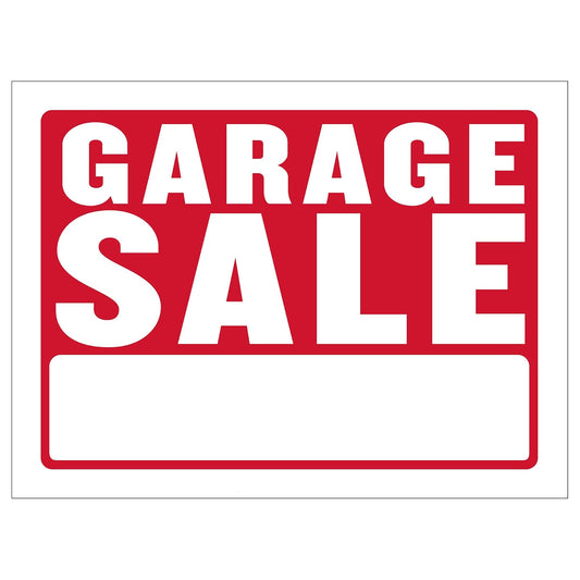 BAZIC 12" X 16" Garage Sale Sign, Yard Sale for Sale Retail Store Policy Business Plastic Sign, Wall Door Border, Waterproof Indoor Outdoor Advertising Signage, 1-Pack