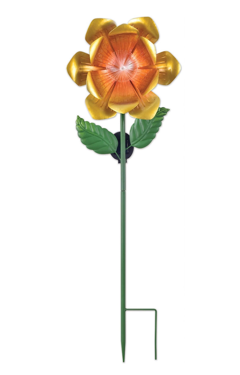 Sunset Vista Design Solar Garden Stakes - Fiber Optic Poppy Decorative Garden Stake with Sensor, 36-Inch Tall, Yellow