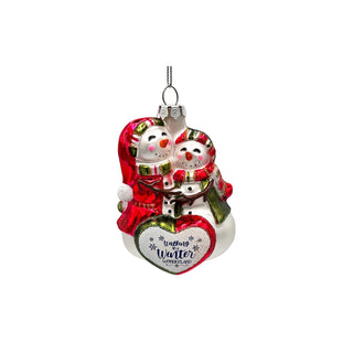 OrnamentallyYou Hanging Ornament, Heartwarming Snowman Couple Glass Ornament, Wa
