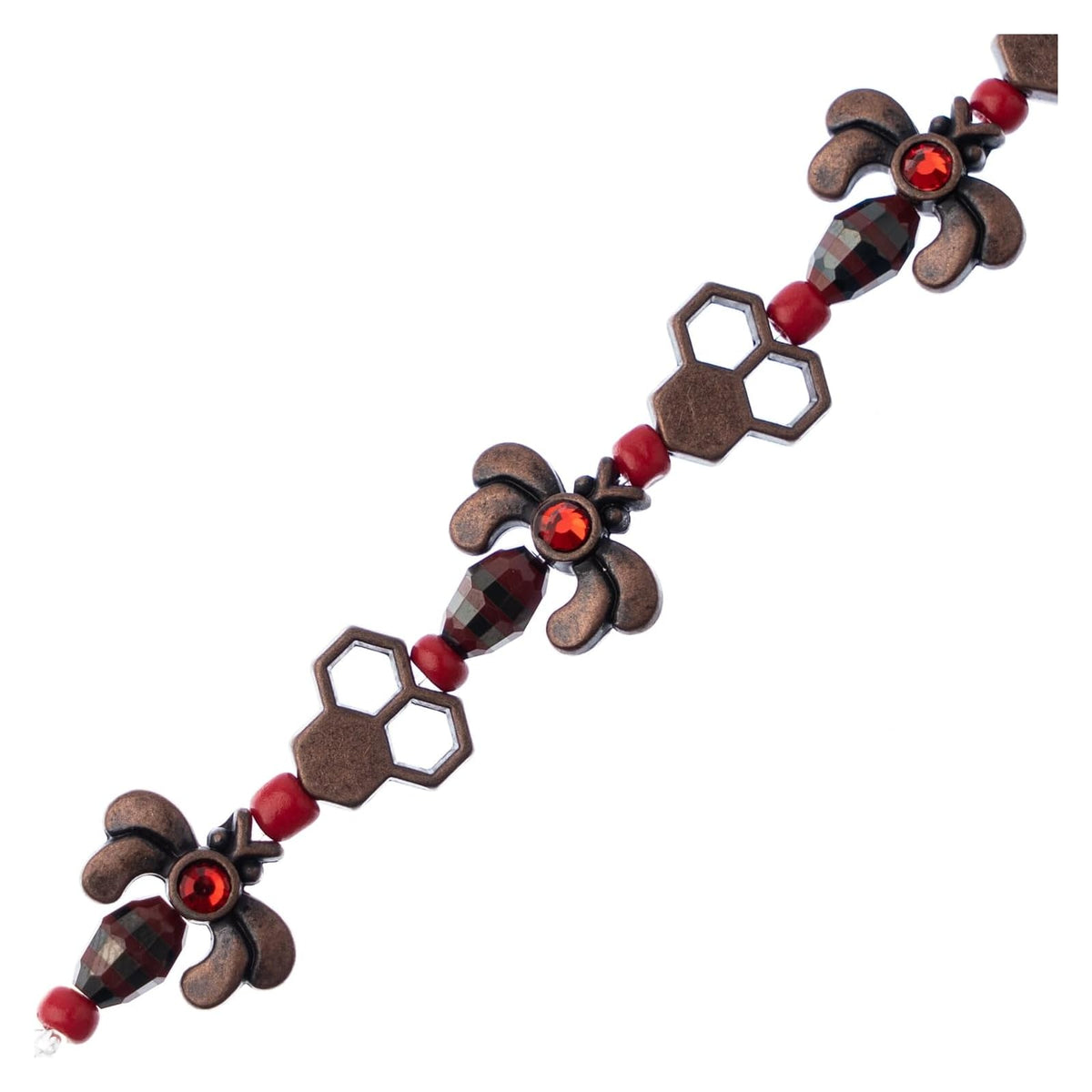 John Bead Craft Bead, Small, Red-Black-Copper
