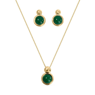 BStones Jewelry Set, Yellow Gold, Green Agate