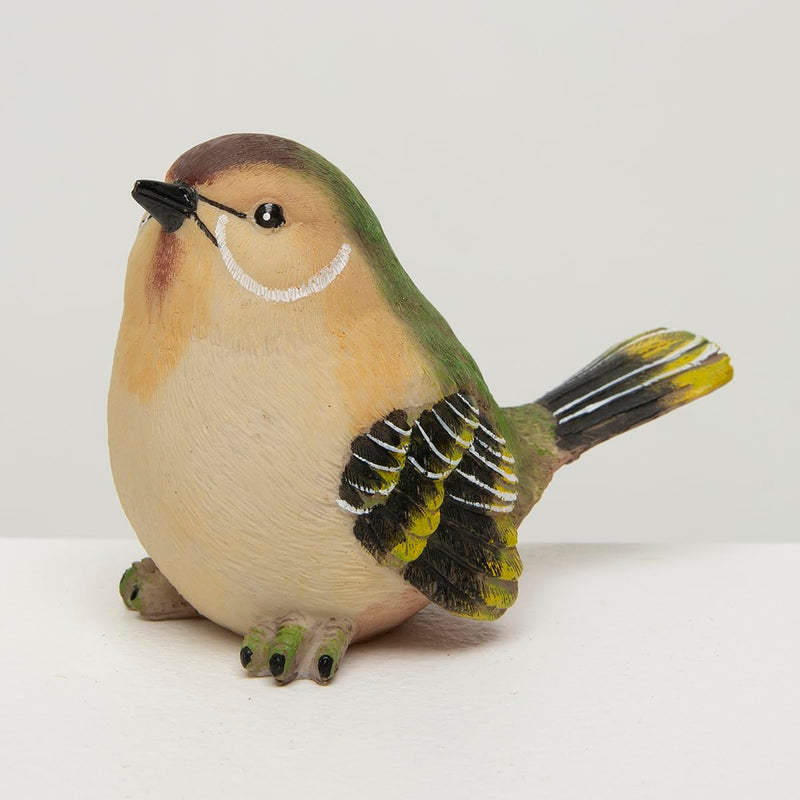 Meravic Resin Bird Figurine, 4.5-inch Length, Tan and Green, Tabletop Decoration