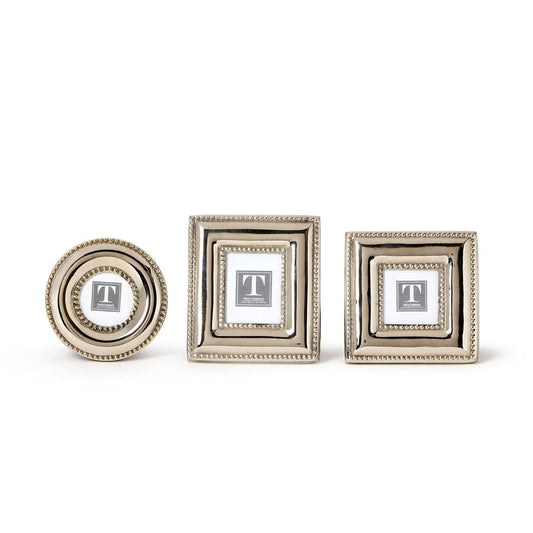 Two's Company Picture Frame, 3" Dia, 3 1/4" W x 3 1/4" H, 3 1/4" W x 3 1/2" H, S