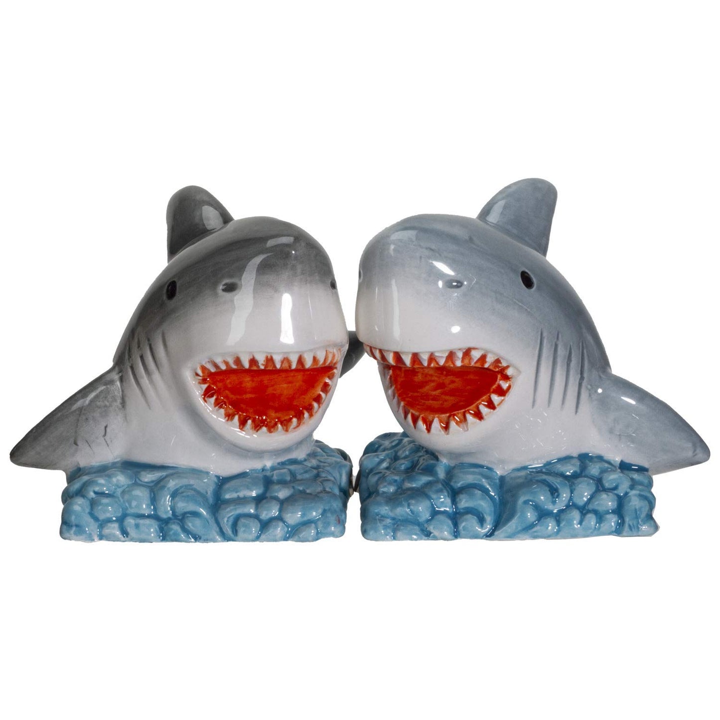 Pacific Trading Giftware Sharks on The Sea Ceramic Salt and Pepper Shakers Set