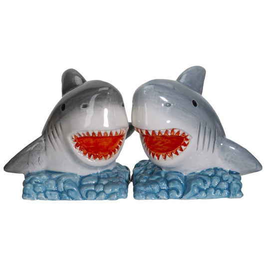Pacific Trading Giftware Sharks on The Sea Ceramic Salt and Pepper Shakers Set