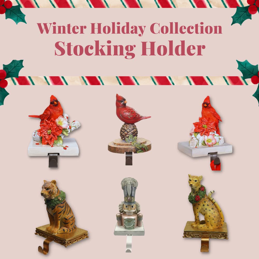 Comfy Hour Winter Holiday Home Collection Resin Cheetah Stocking Hanger with Metal Hook