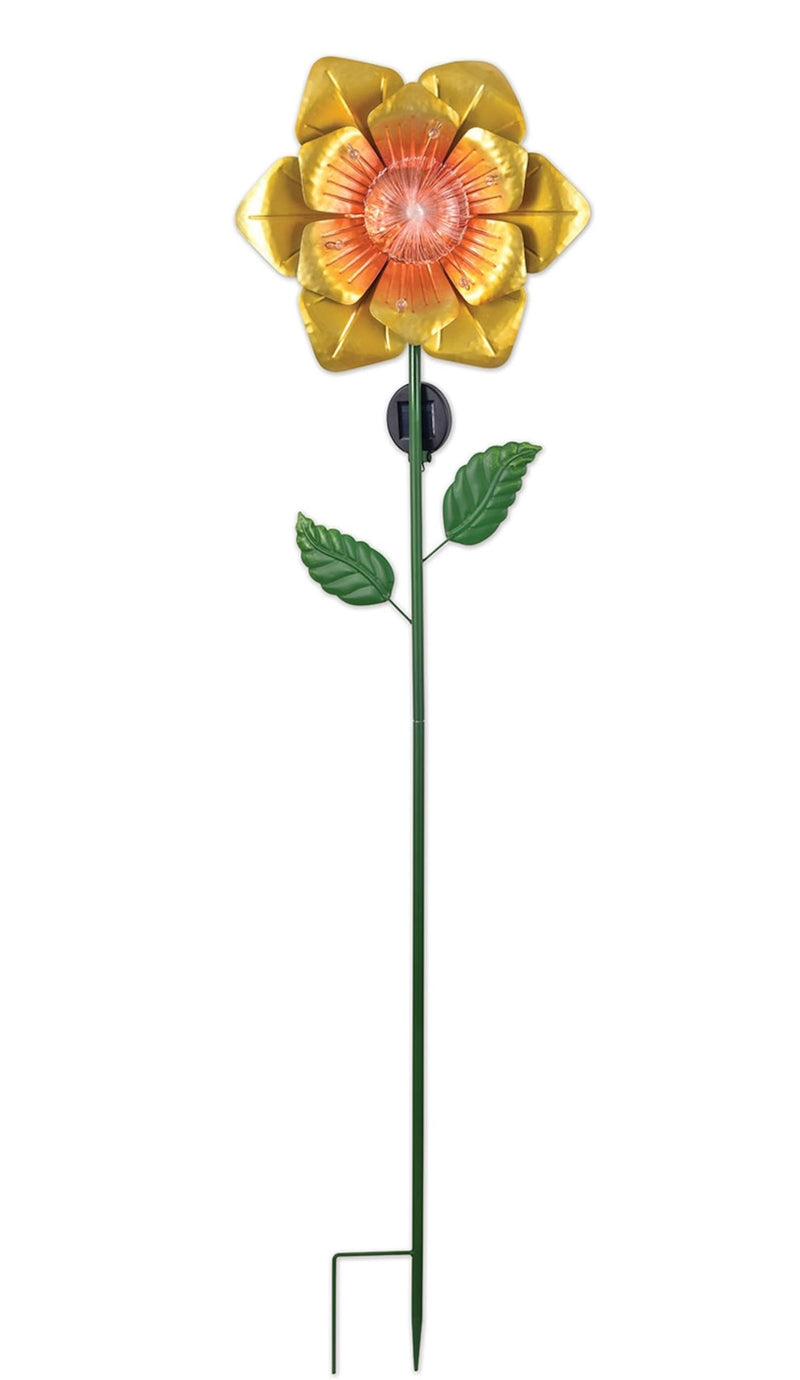 Sunset Vista Design Solar Garden Stakes - Fiber Optic Poppy Decorative Garden Stake with Sensor, 48-Inch Tall, Yellow