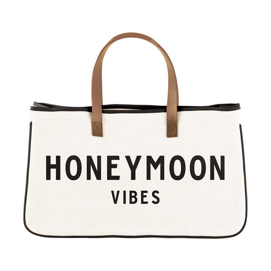 Creative Brands SB Design Studio Wedding Collection 100-Percent Cotton Large Canvas Tote Bag, Honeymoon Vibes