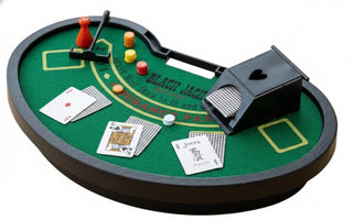 CHH Mini Blackjack Table with Cards, Chips, Sweeper & Dealer Shoe