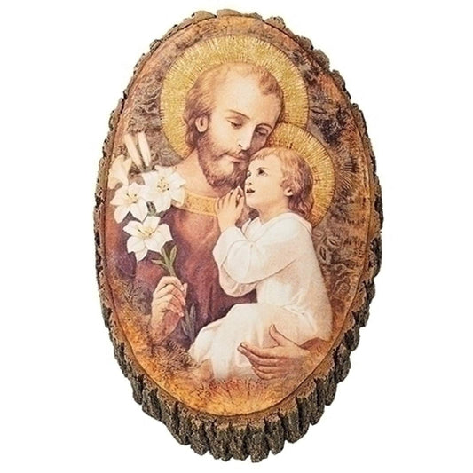 Roman 602085 St Joseph & Child Wood Plaque, 12.25-Inch High