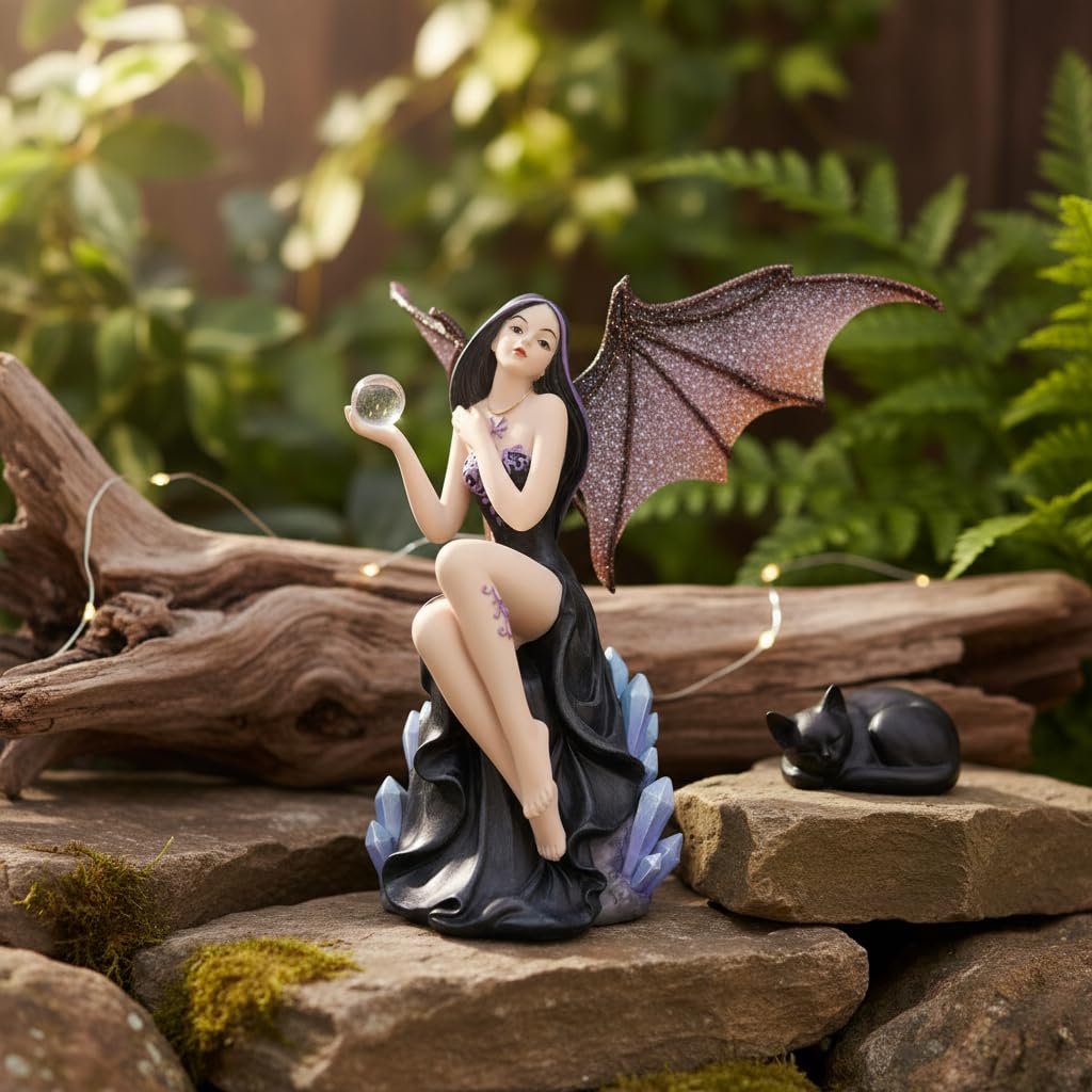 Comfy Hour 6 Inch Fairy Statue, Gothic Witch Figurine with Bat Wings
