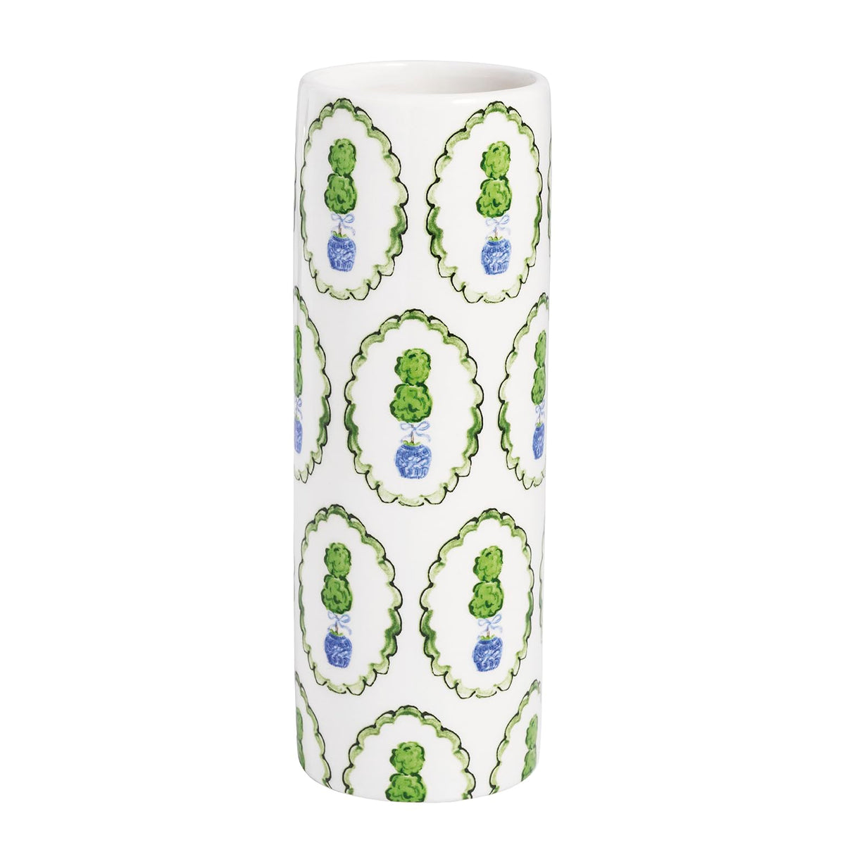 Mud Pie Vase, 6 1/2" x 2 1/4"dia, Green Topiary