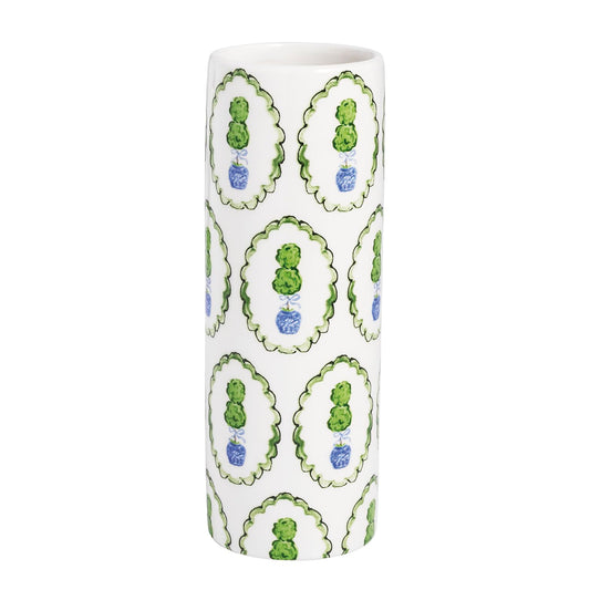 Mud Pie Vase, 6 1/2" x 2 1/4"dia, Green Topiary